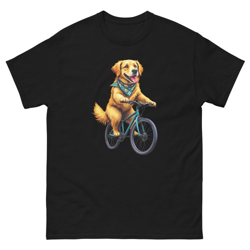 Biking golden retriever - golden, dog